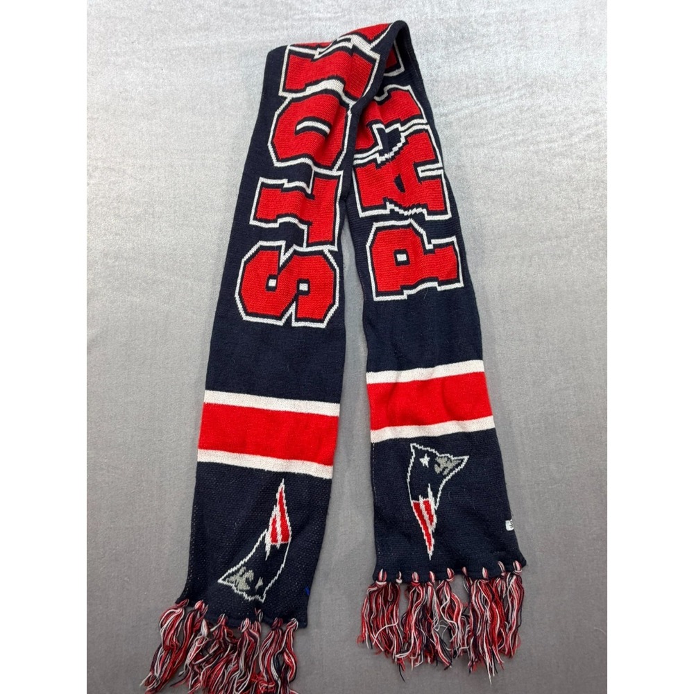 47 brand nfl new england patriots scarf blue red white double sided knit